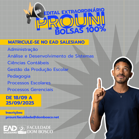 2ª Chamada do Edital para Bolsas de Estudo 100% PROUNI!