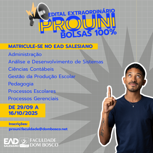 3ª Chamada do Edital para Bolsas de Estudo 100% PROUNI!