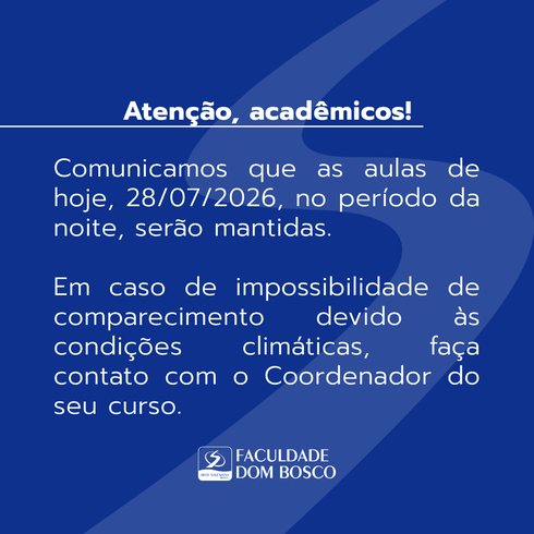Comunicado: Aulas Mantidas
